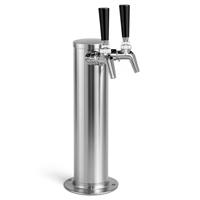 Chrome Plated Metal Dual Faucet Draft Beer Tower - 3-Inch Column