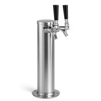 Chrome Plated Metal Dual Faucet Draft Beer Tower - 3-Inch Column