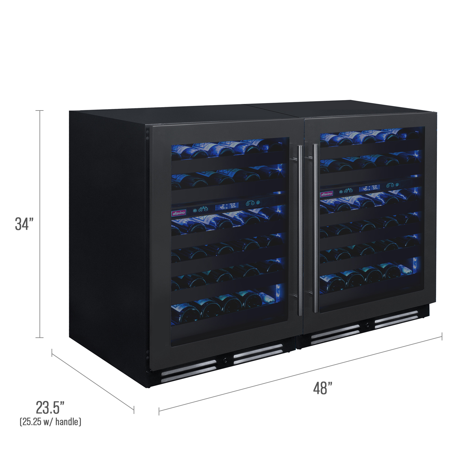 Allavino 2XBDW5034D2BS Four Zone Black Stainless Steel SidebySide