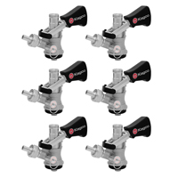 Set of 6 - Beer Keg Taps Couplers S System Ergonomic Lever Handle Stainless Steel Probe