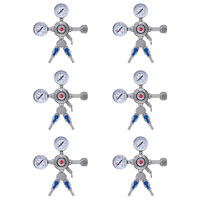 Set of 6 - Pro Series Double Gauge Kegerator Regulator w/Two Product Out