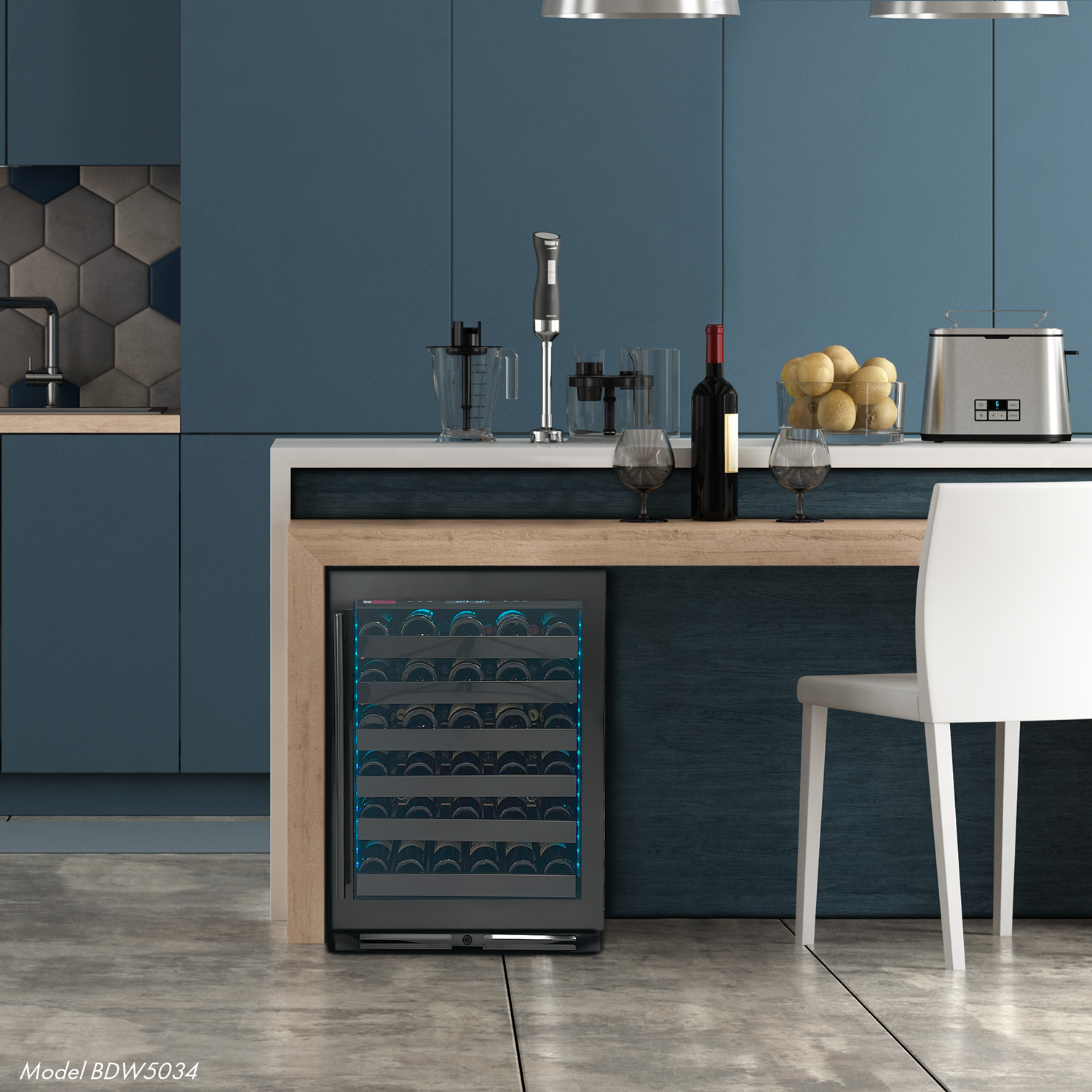 Allavino BDW5034S1BSL Single Zone Left Hinge Black Stainless Steel