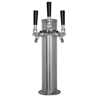 Brushed Stainless Steel 3-Faucet Beer Tower - 3