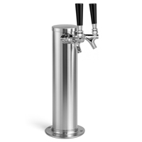 Chrome Plated Metal Dual Faucet Draft Beer Tower - 3-Inch Column