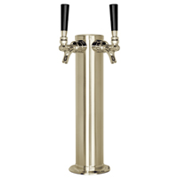 BrushedStainless Steel Dual Faucet Draft Beer Tower - 3-Inch Diameter Column