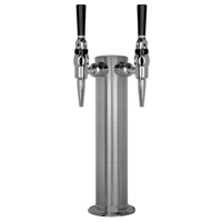 BrushedStainless Steel Dual Faucet Draft Beer Tower - 3-Inch Diameter Column