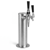 Polished Stainless Steel Dual Faucet Draft Beer Tower - 3-Inch Diameter Column