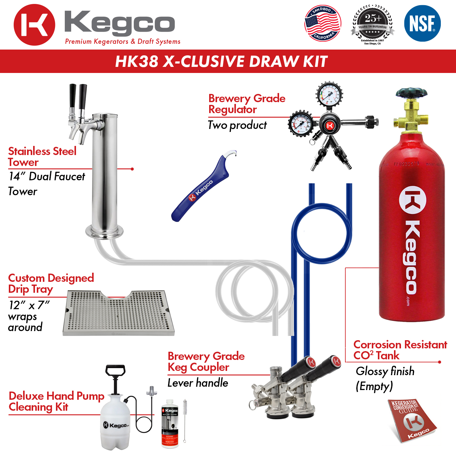 Kegco HK38BSU2 Two Tap Faucet Digital UnderCounter Keg Beer Dispenser