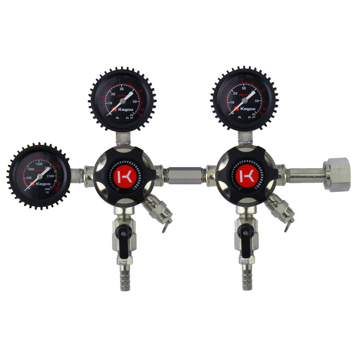 Kegco YH-76S-3 Commercial Grade Three Gauge Secondary Regulator - 3-Way Air