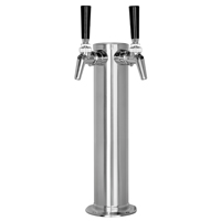 Chrome Plated Metal Dual Faucet Draft Beer Tower - 3-Inch Column