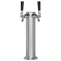 Chrome Plated Metal Dual Faucet Draft Beer Tower - 3-Inch Column