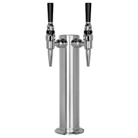 Chrome Plated Metal Dual Faucet Draft Beer Tower - 3-Inch Column