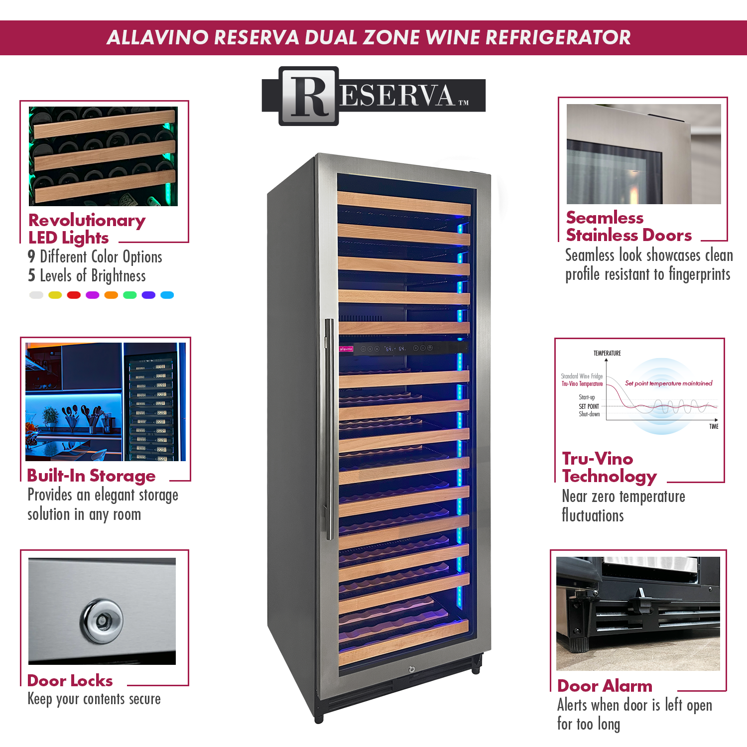 Allavino VSW15471D2SR Dual Zone Right Hinge Stainless Steel Wine