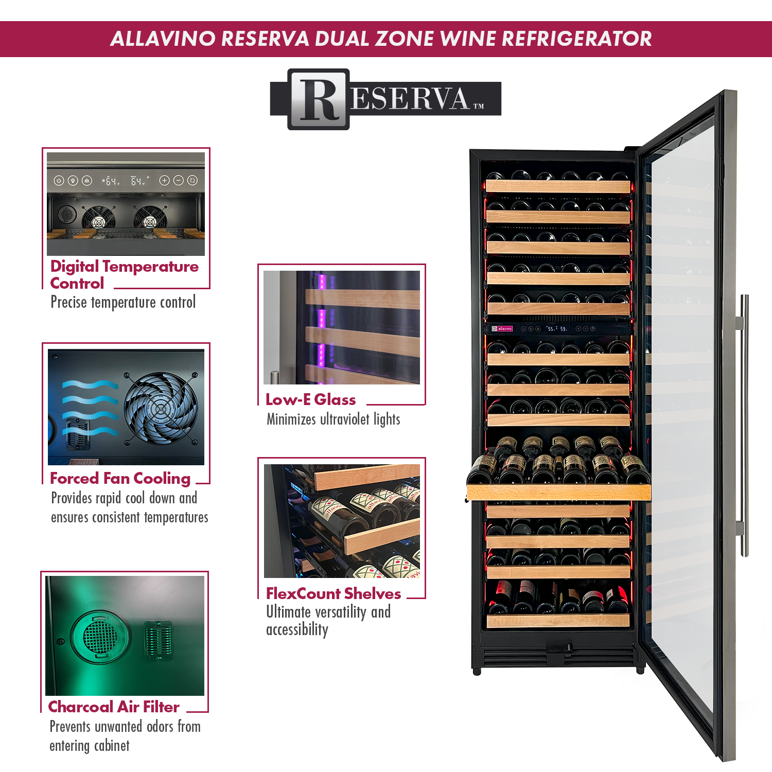 Allavino VSW15471D2SR Dual Zone Right Hinge Stainless Steel Wine