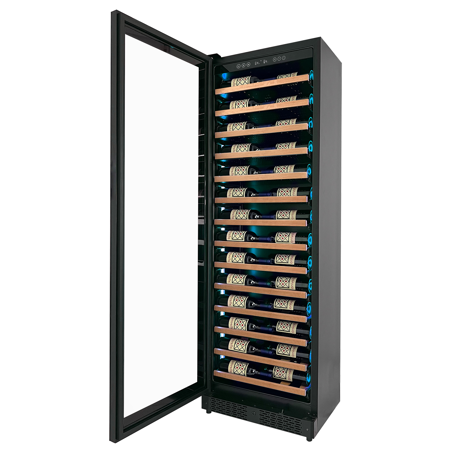 Allavino VSW6771S1BLWD Single Zone Left Hinge Black Shallow Wine Refrigerator Console
