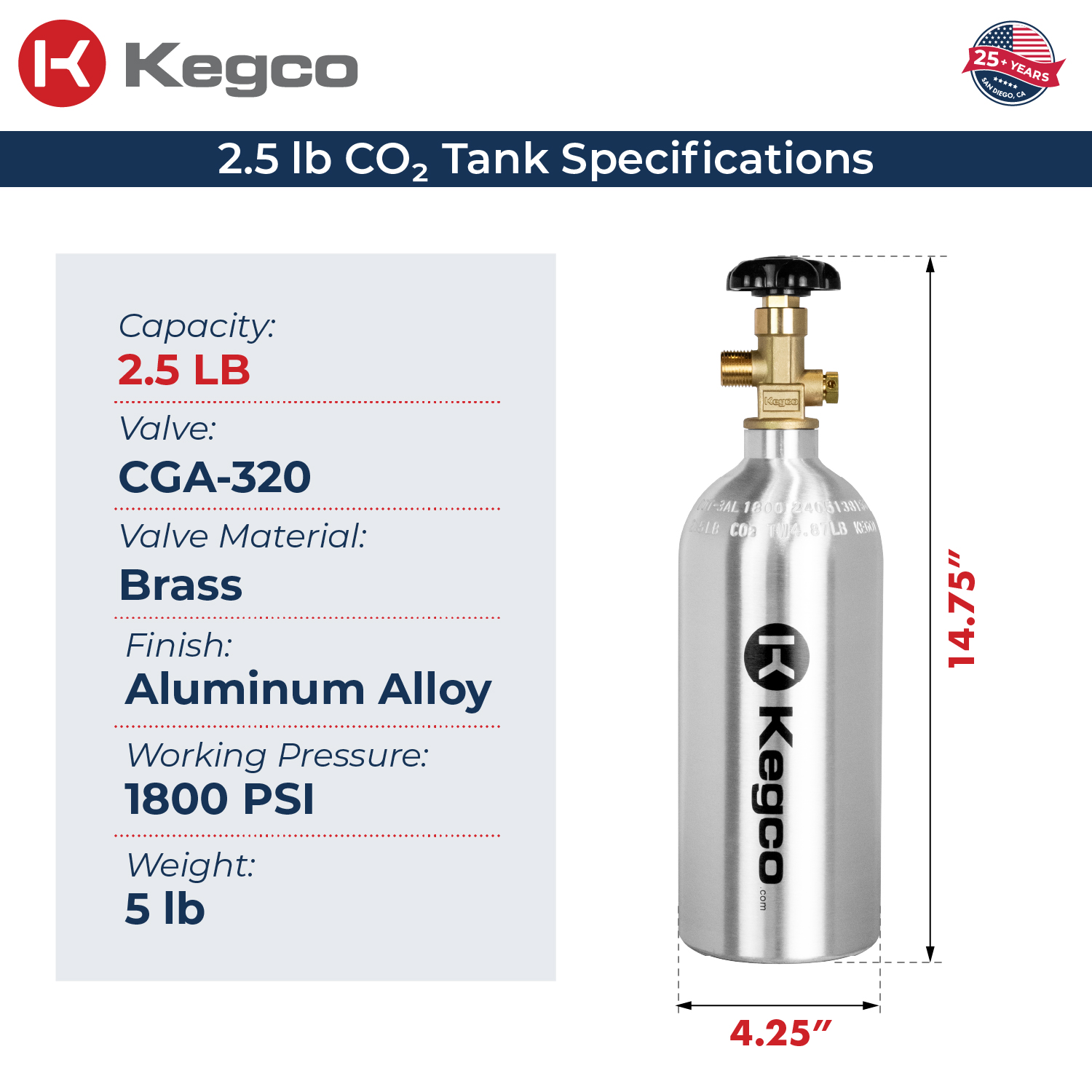 2.5lb. Aluminum Co2 Tank | BeverageFactory.com