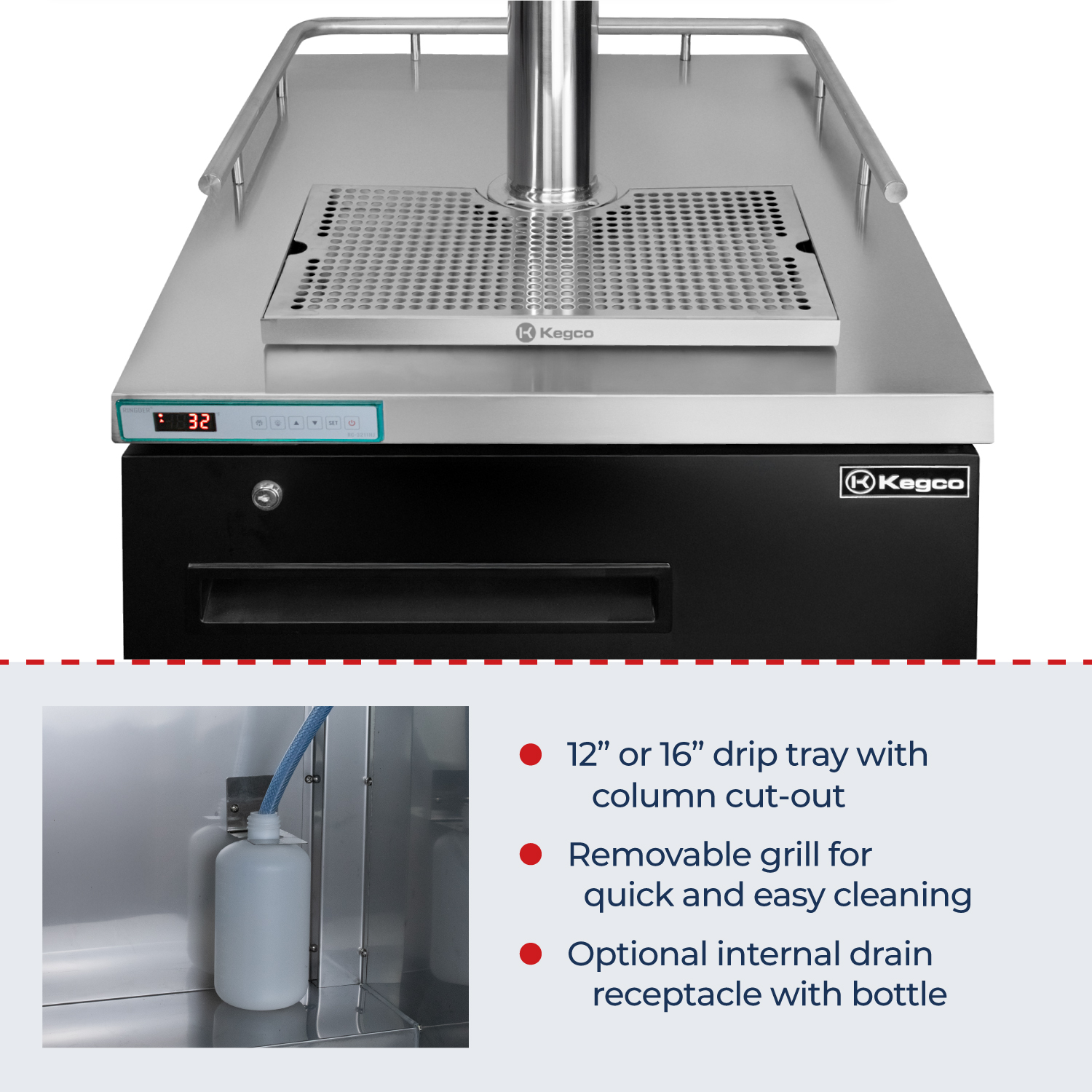 large interior easily fits full size kegs