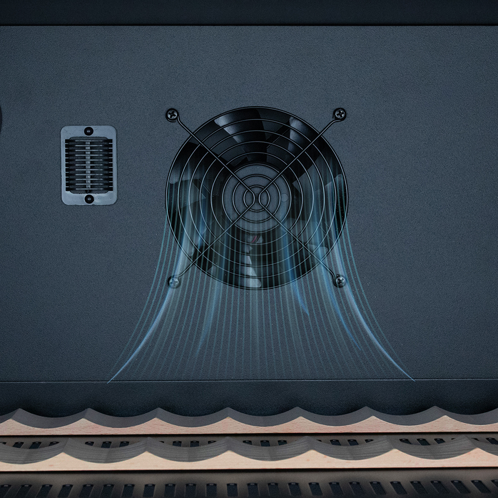 forced fan cooling provides rapid temperature cooldowns