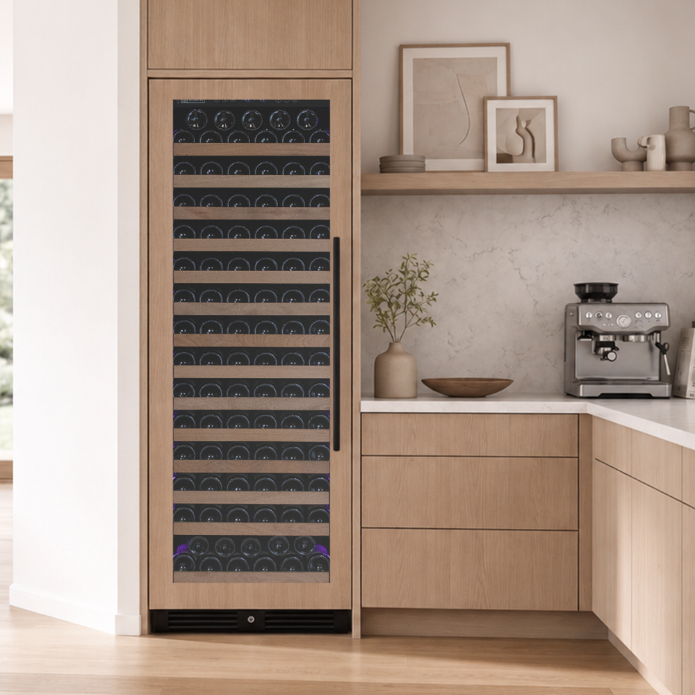 stylish built in wine storage with panel ready installation