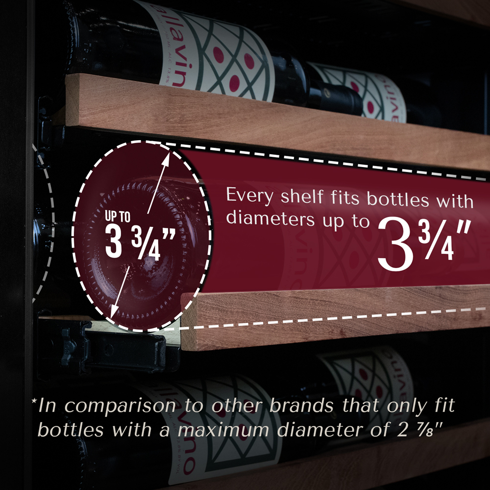 flexcount shelves for bottles with diameter up to 3 and three quarter inch