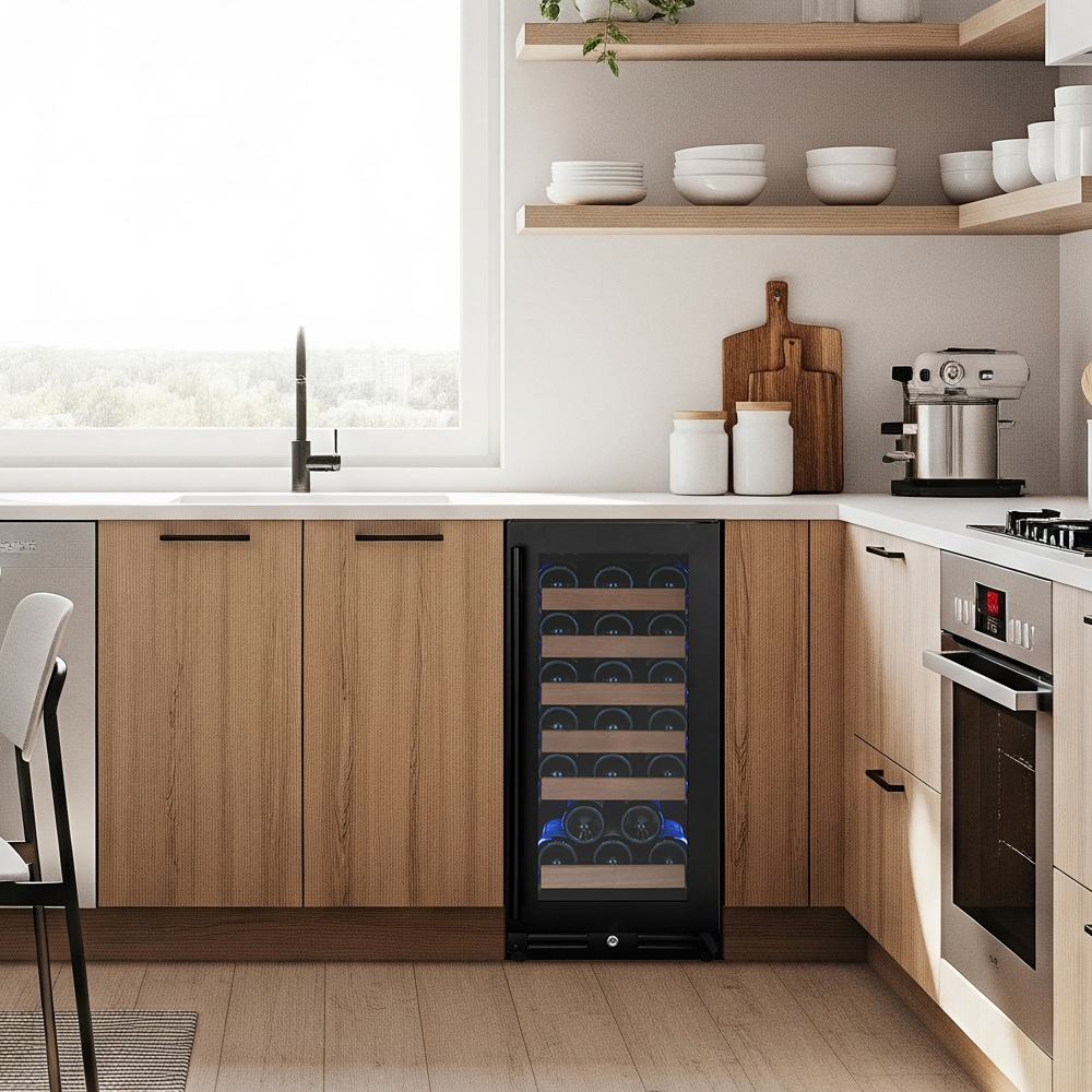 stylish built in wine storage