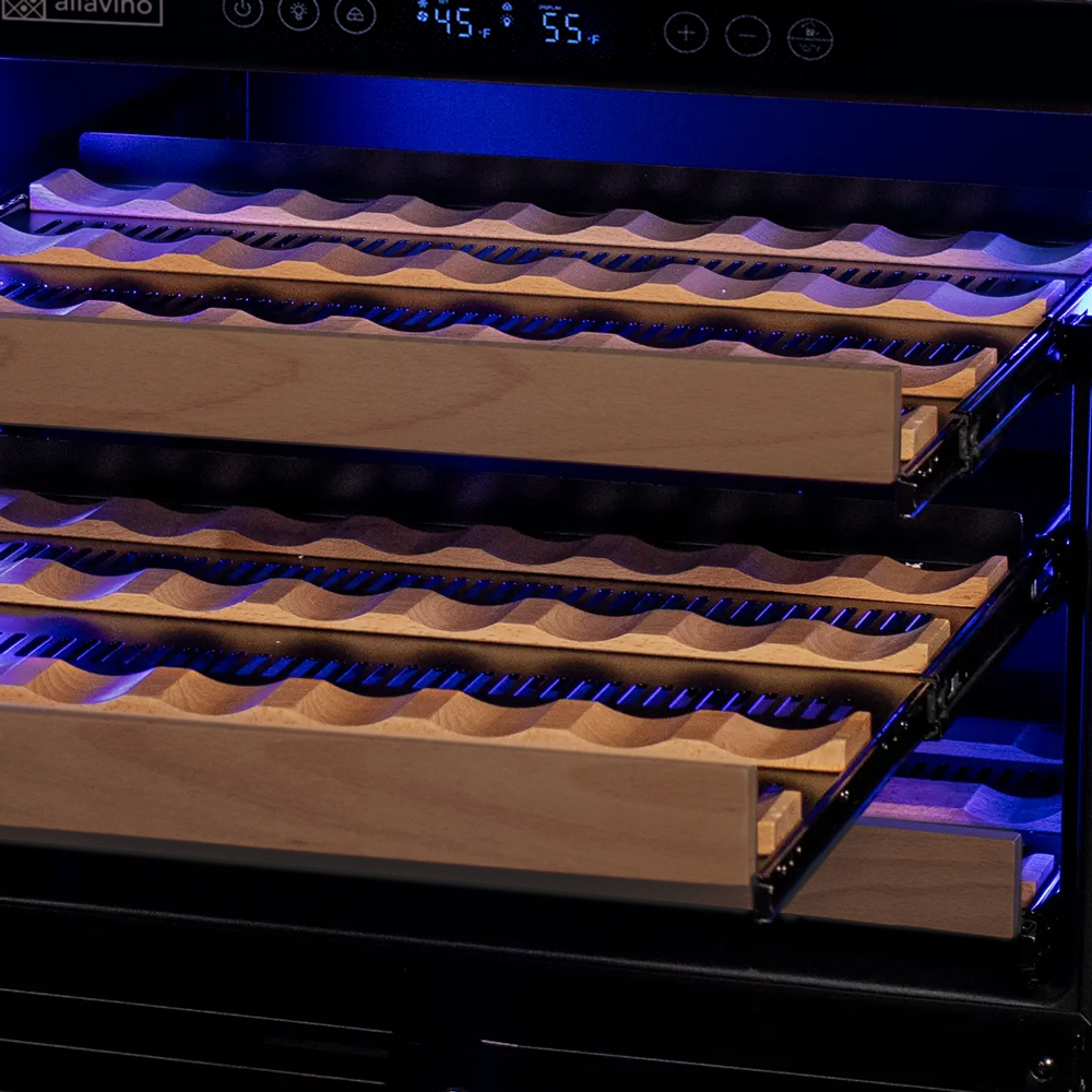 roller-glide shelves with 90% extension shelf