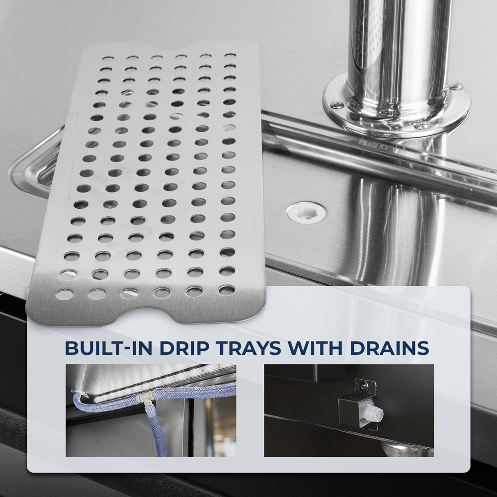 built in drip tray with drain