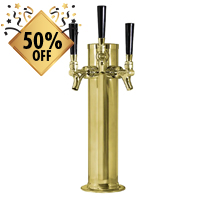 Polished Brass Triple Tap Faucet Draft Beer Kegerator Tower