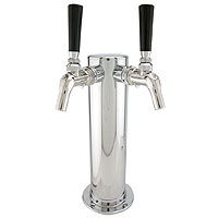 Double Faucet Stainless Draft BeerTower with Perlick 630SS Stainless Faucets