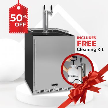 Kegco HK38BSU-2 24 inch Dual Tap Stainless Steel Built-In Right Hinge Kegerator