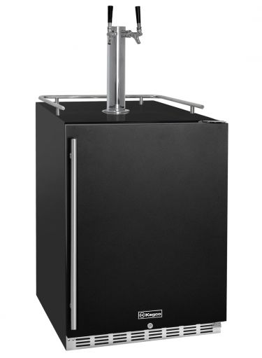 Kegco HK38BBU-2 24 inch Dual Tap Black Built-In Right Hinge Kegerator