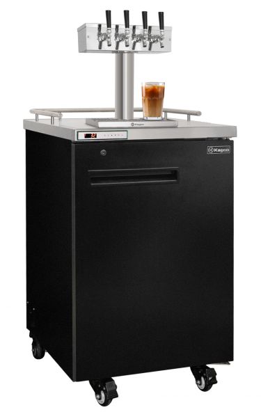 Kegco ICTCK-1BF-4 24 inch wide four tap black commercial javarator