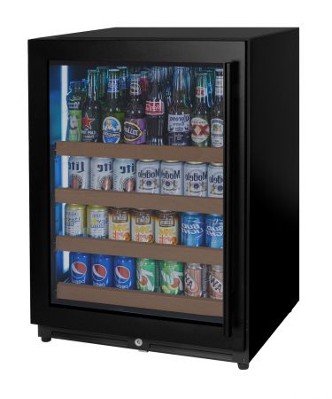 Allavino VSBC24L-BL beverage center with black metal door frame