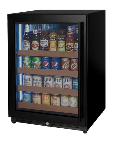 Allavino VSBC24L-BL beverage center with black metal door frame