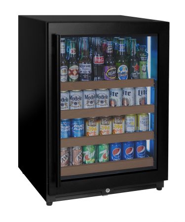Allavino VSBC24L-BR beverage center with black metal door frame